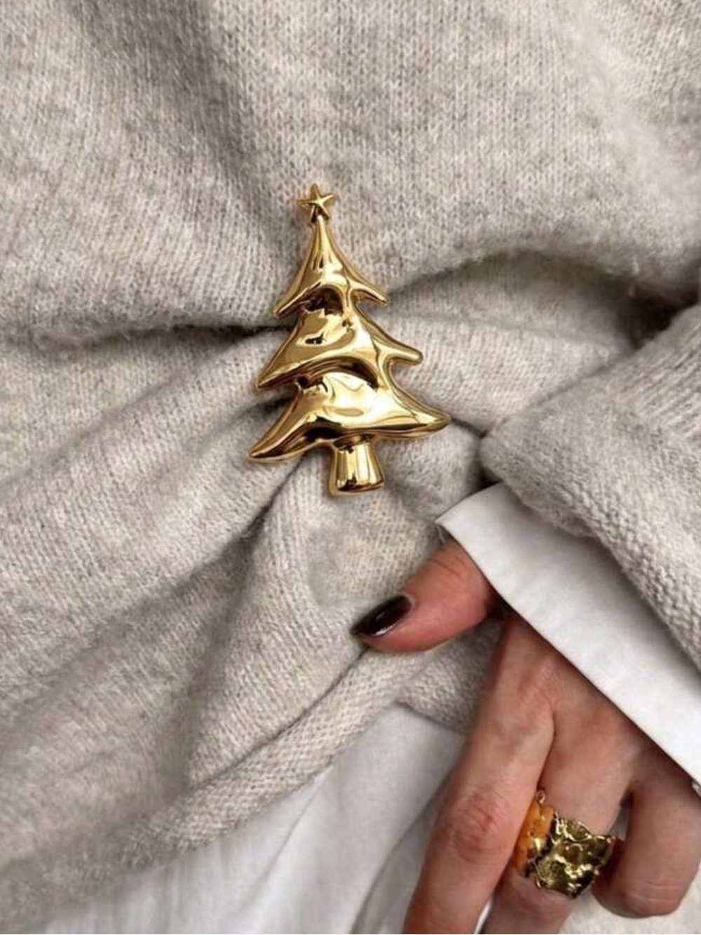 Luxury Gold Christmas Tree Brooch Vintage Inspired Holiday Pin